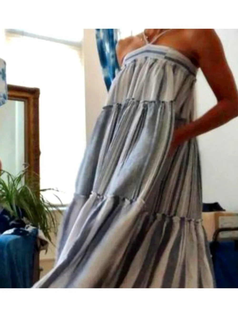 J. Crew Womens Chambray Cover-Up Dress in Blue and White Stripes Size Medium